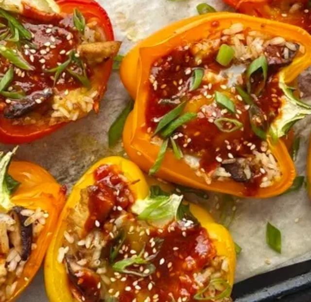 Tofu And Kimchi Bibimbap-Stuffed Pepper Recipe (4)