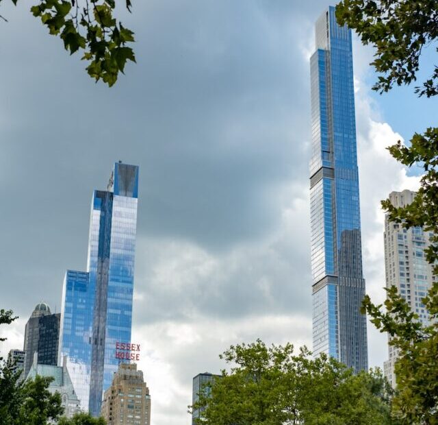 a group of tall buildings