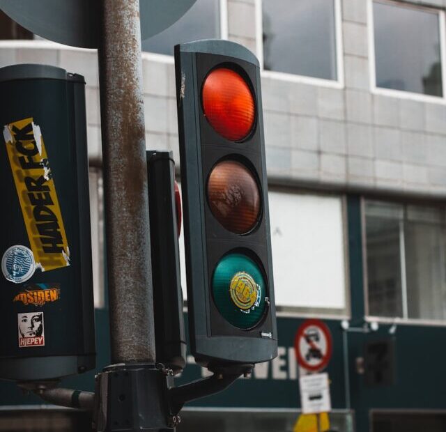 multicolored street lights