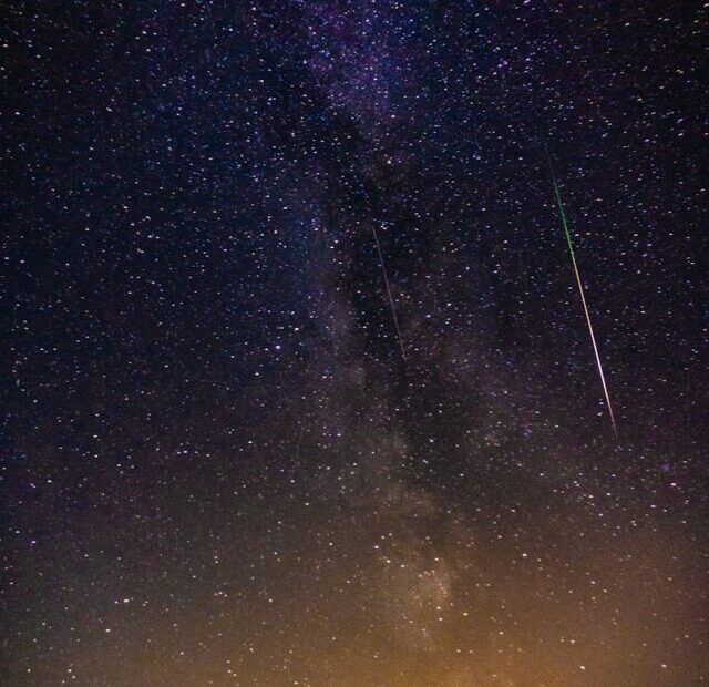 landscape photo of meteor shower